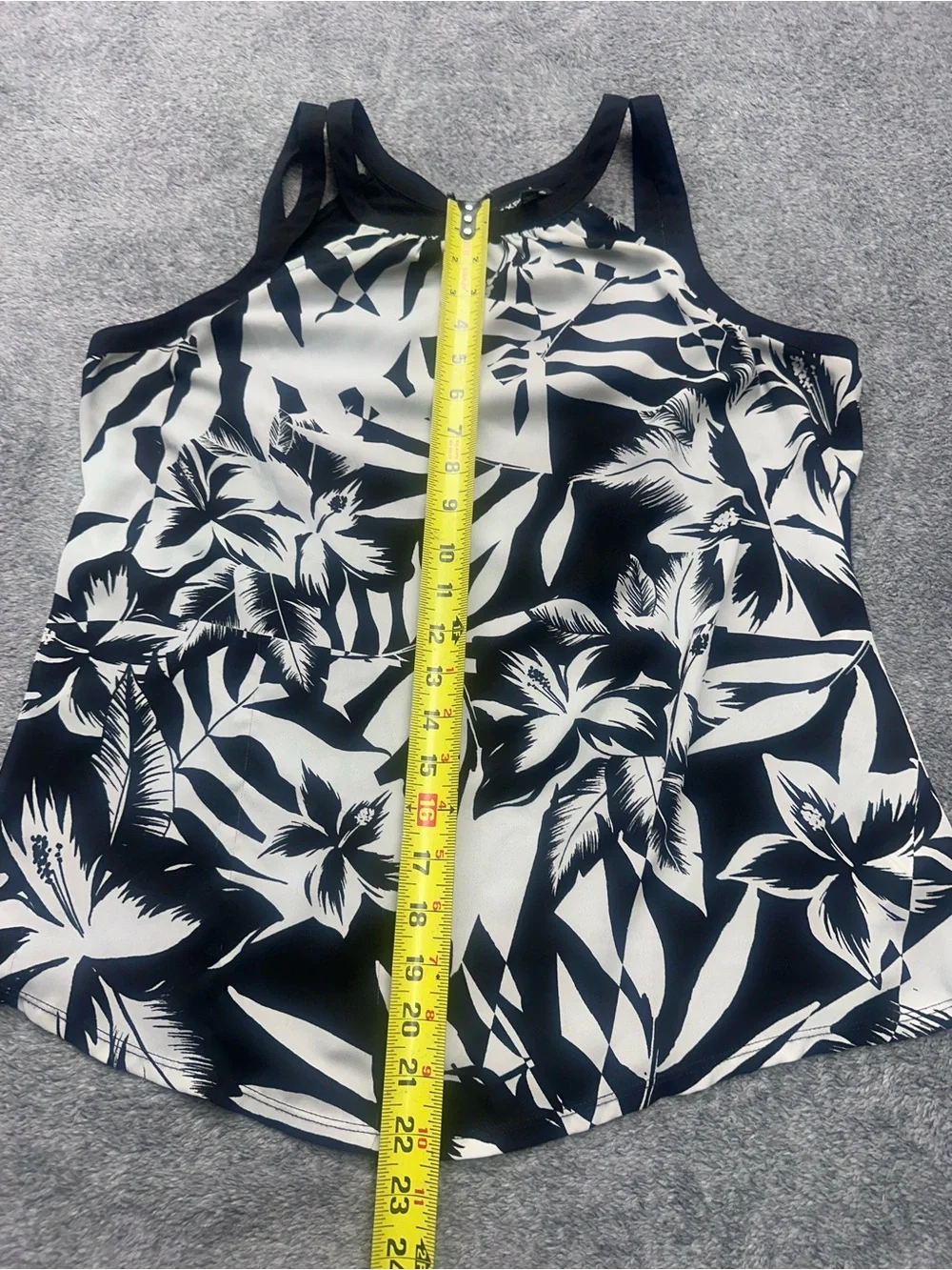 Express Black & White Floral Halter Tank